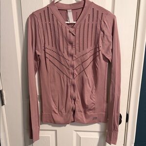 Marika Mauve Zipper Athletic Jacket with Cutout Design